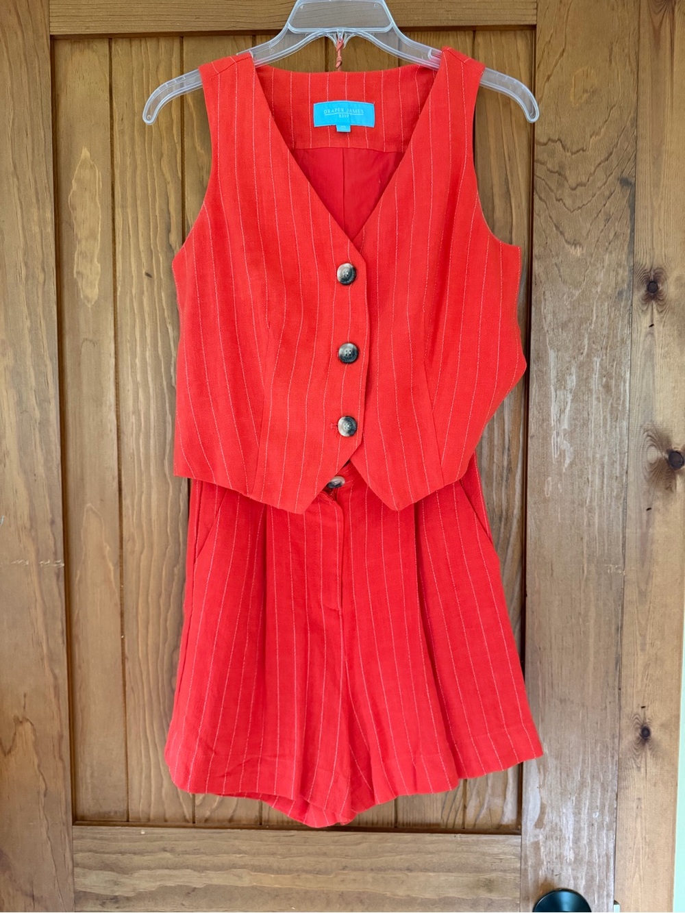Draper James SHORTS Red Pinstripe Shorts (Vest sold separately)